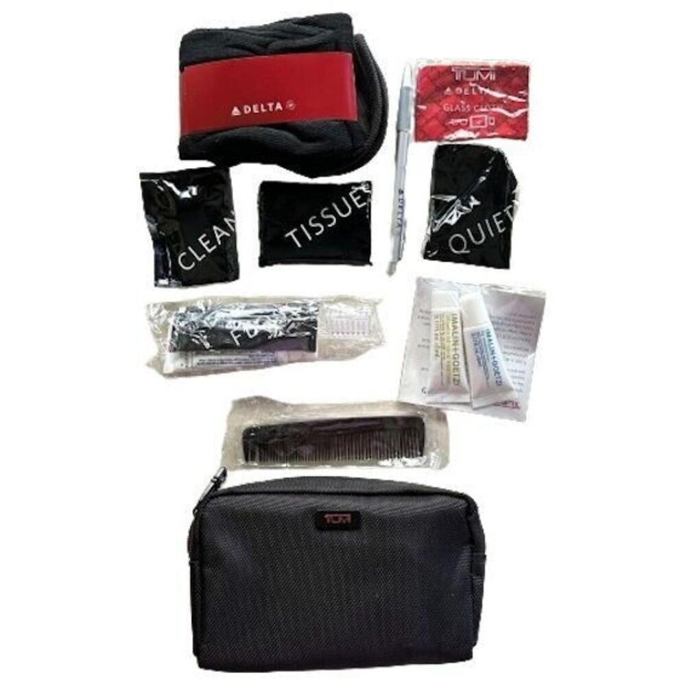 TUMI Toiletry Goodie Bag - NEW - Socks Tissues Toothbrush Toothpaste More!